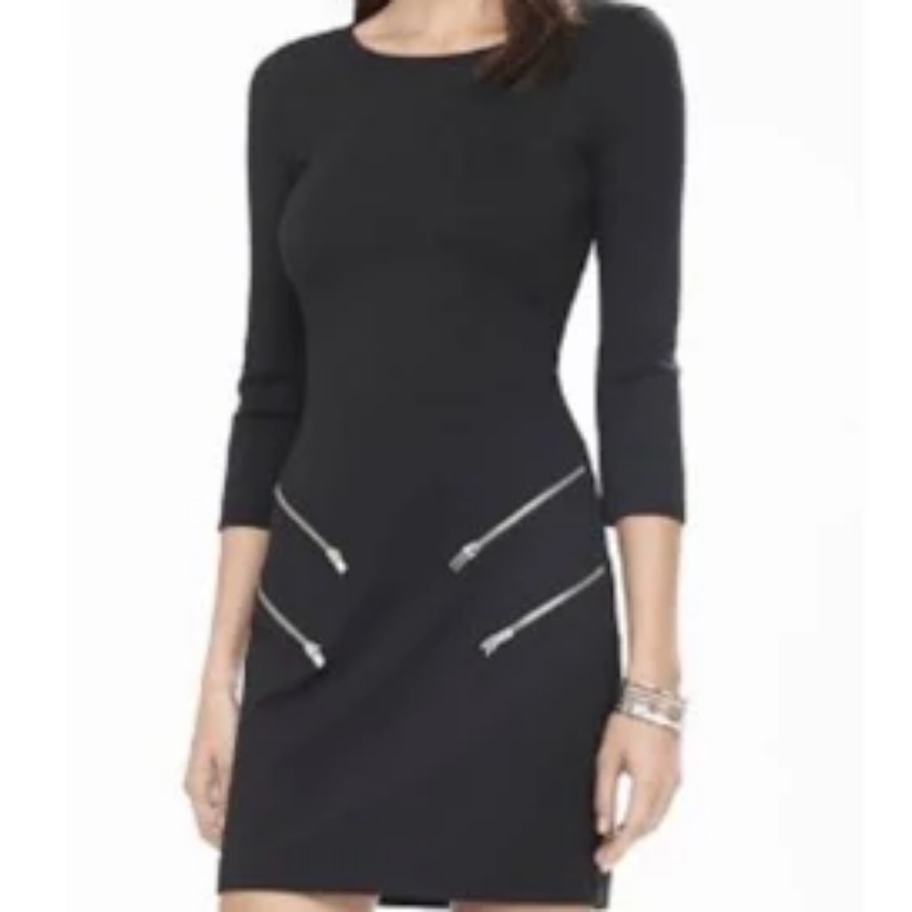 Express Black Double Zip Sheath Dress (with inner lining)